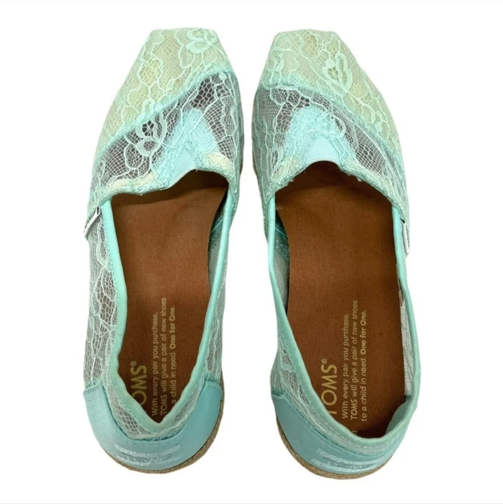 NWOT Toms Aqua Lace Alpargata Classic Slip On Espadrille Shoes - Picture 6 of 13